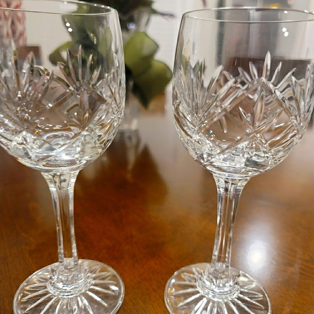 Two crystal wine glasses